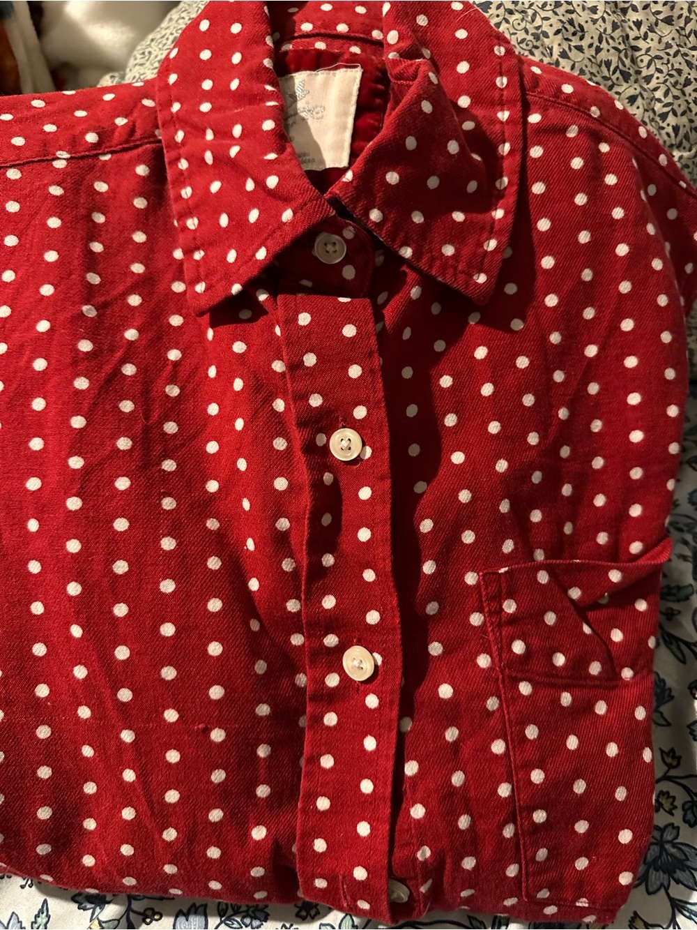aerie Red Polka Dot Button-Down Shirt - Picture 1 of 1